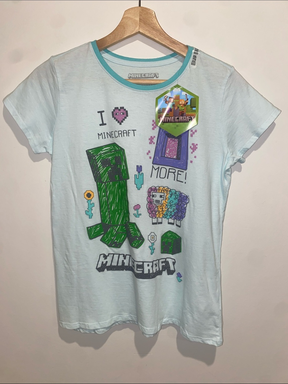 Kids' Minecraft Light Blue Graphic Tee